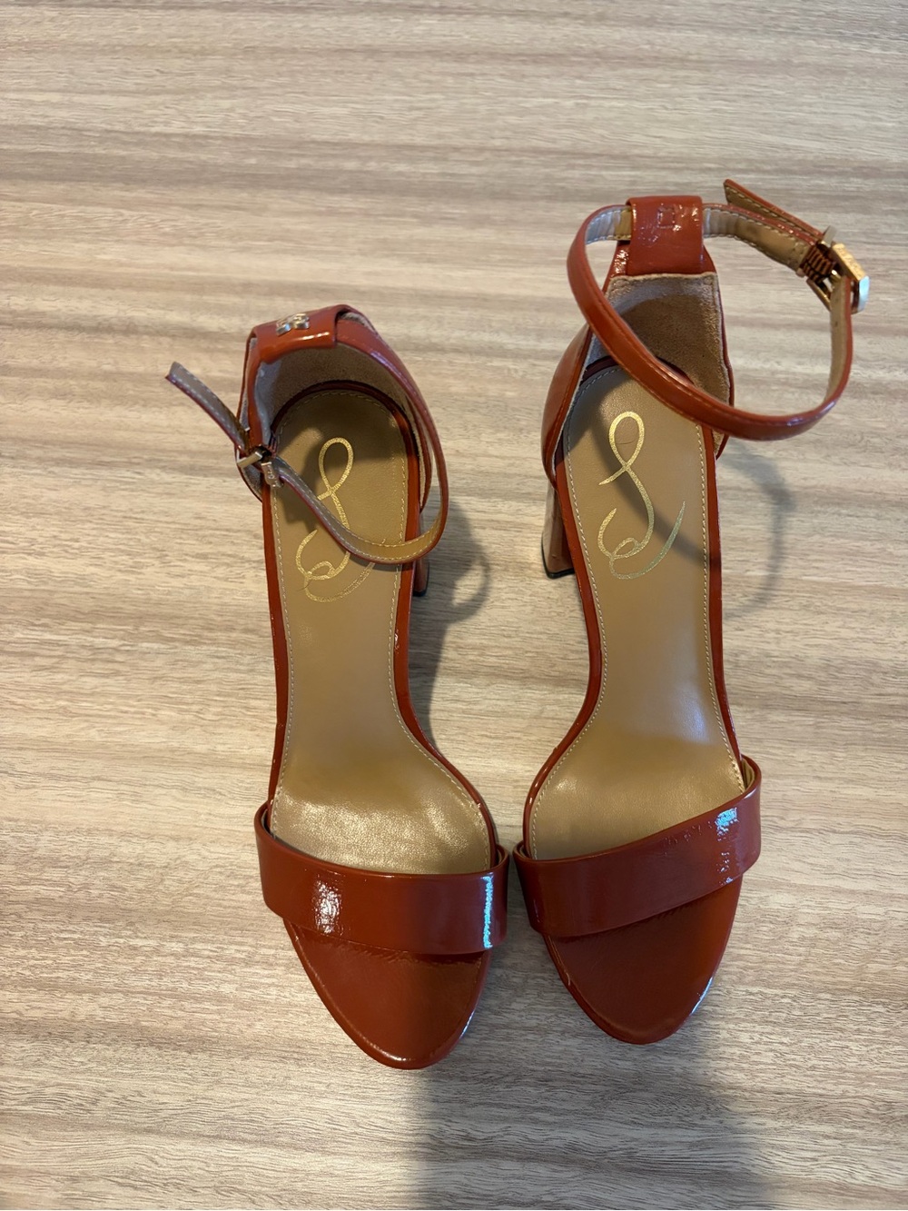 Sam Edelman Women's Ankle-Strap Block Heel Sandals - Rust Brown
